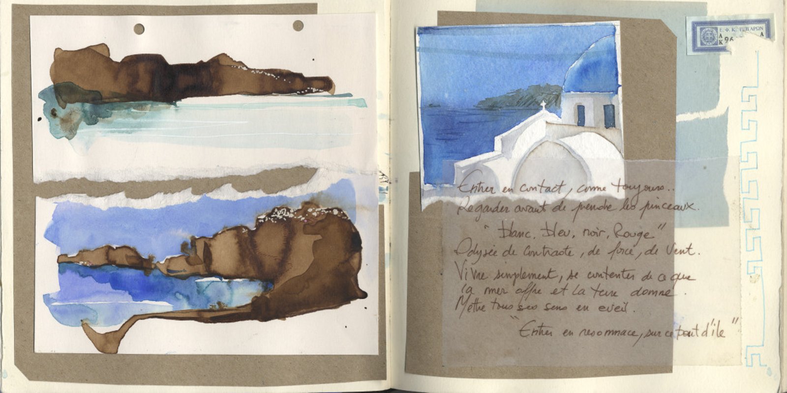 Rêves de SANTORINI Carnet de Voyage à l Aquarelle Isabelle Corcket