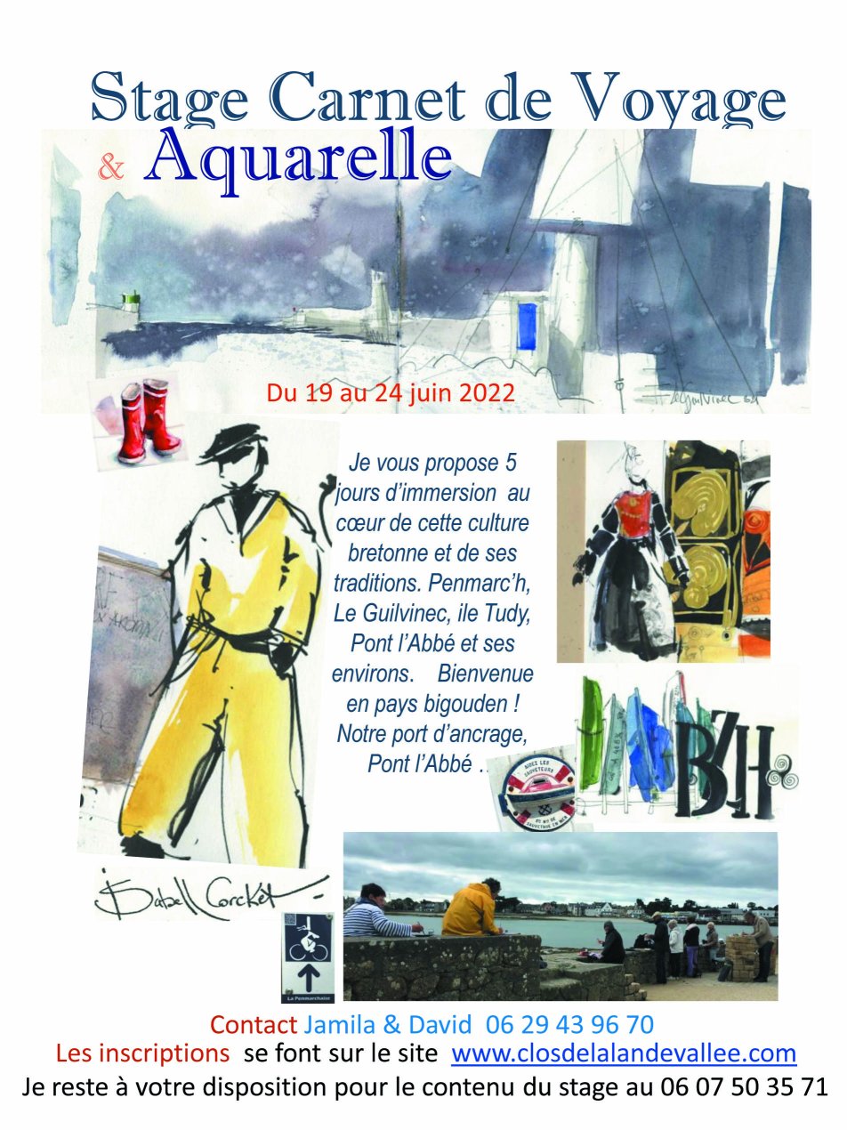 stage aquarelle carnet de voyage en bretagne du 20 au 24 juin 2022