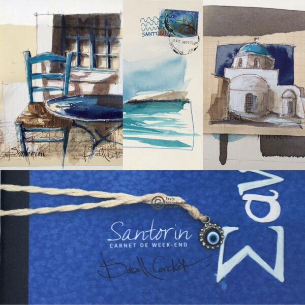Carnet de voyage Santorin - carnettiste Isabelle Corcket