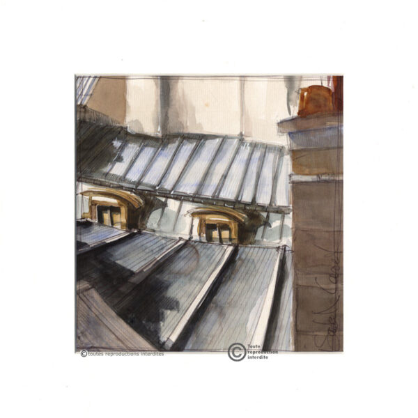 Paris et ses toits de zinc peinture aquarelle d'isabelle corcket